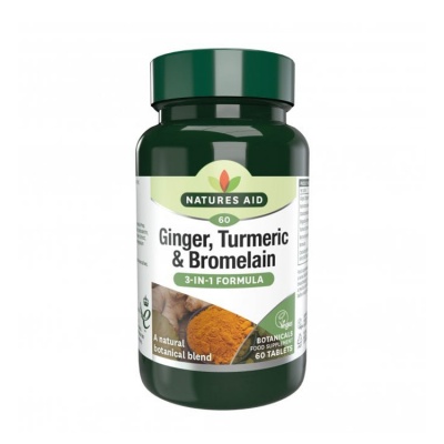 Natures Aid Ginger, Turmeric & Bromelain 60 tabs